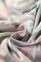 Green Plus Size Camouflage Print Drop Shoulder Loose Pullover Top