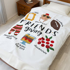 Friendsgiving Thanksgiving Decor plush throw, Friends TV Show Inspired cozy fleece couch cover, Snuggle Machine Washable