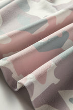 Green Plus Size Camouflage Print Drop Shoulder Loose Pullover Top