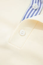 Bonbon Striped Collar Puff Sleeve Sweatshirt