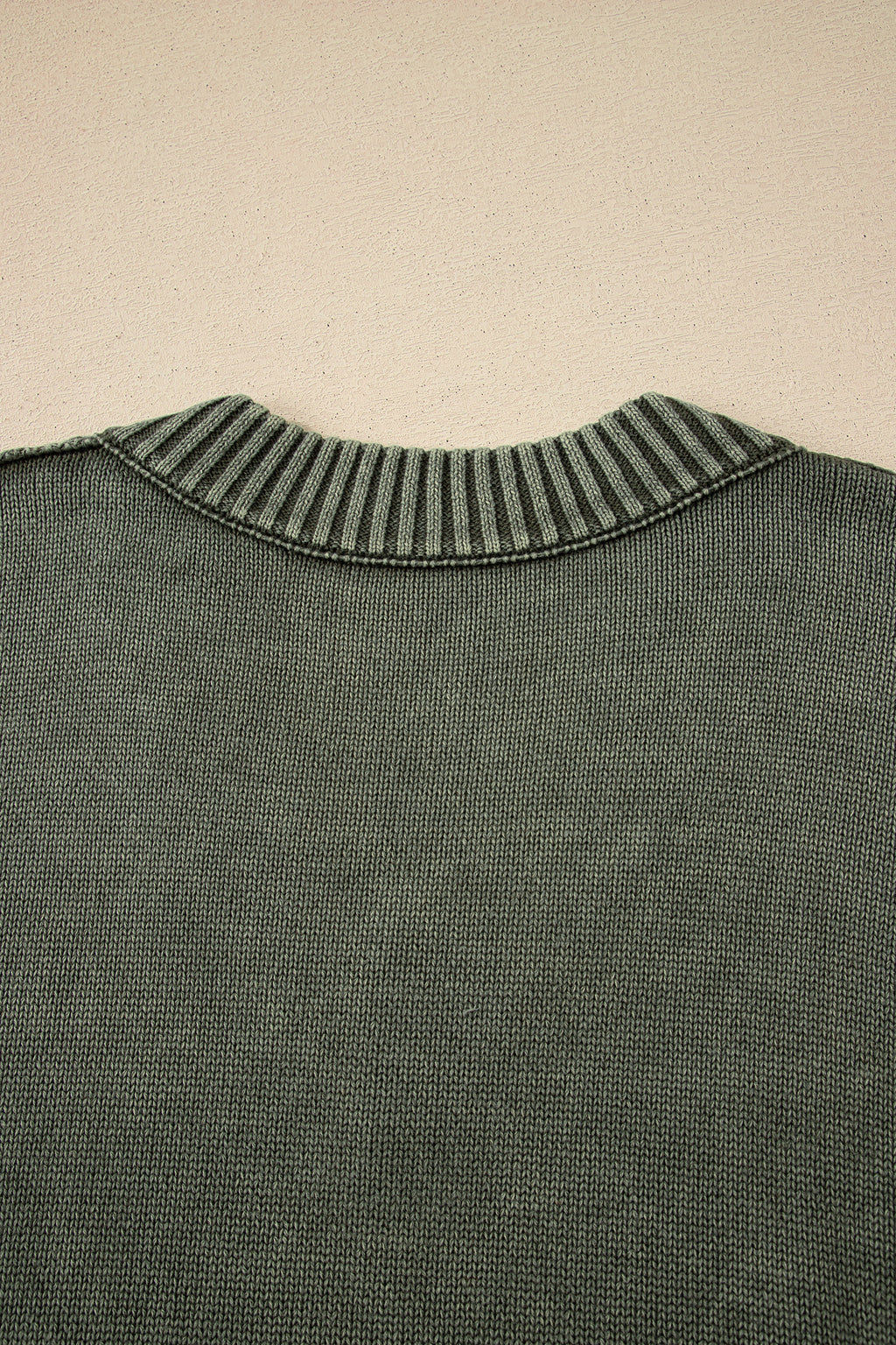 Four Leaf Clover Mineral Wash V Neck Knit Exposed Seam Drop Shoulder Loose Sweater