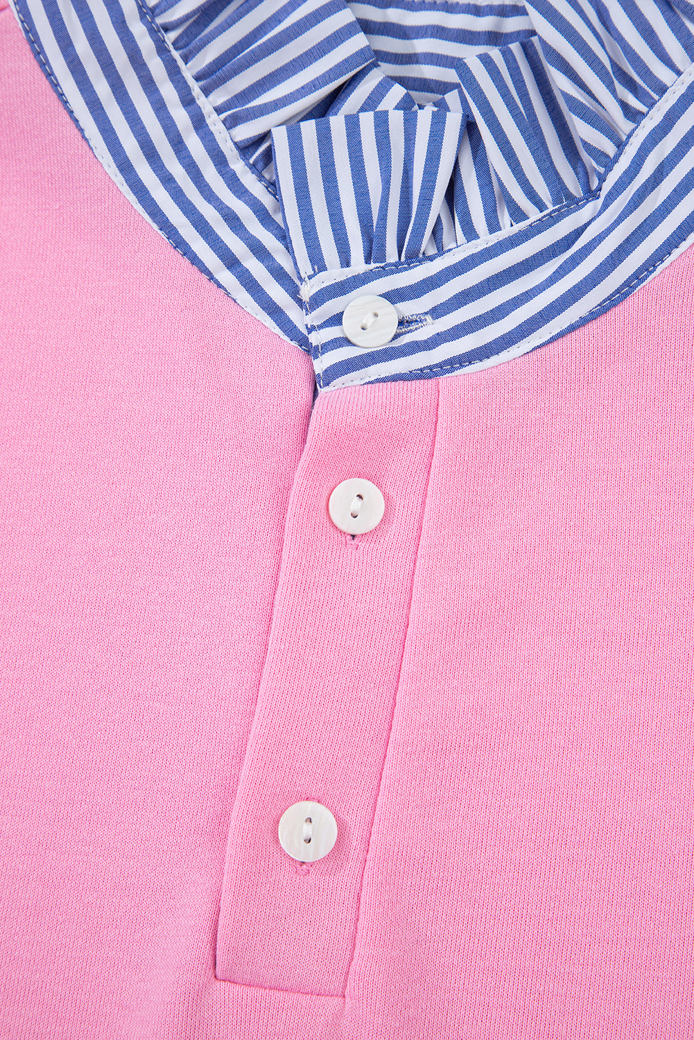 Bonbon Striped Collar Puff Sleeve Sweatshirt