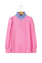 Bonbon Striped Collar Puff Sleeve Sweatshirt