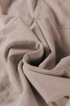 Smoke Gray Mineral Wash Exposed Seam Drawstring Elastic Waistband Wide Leg Cargo Pants