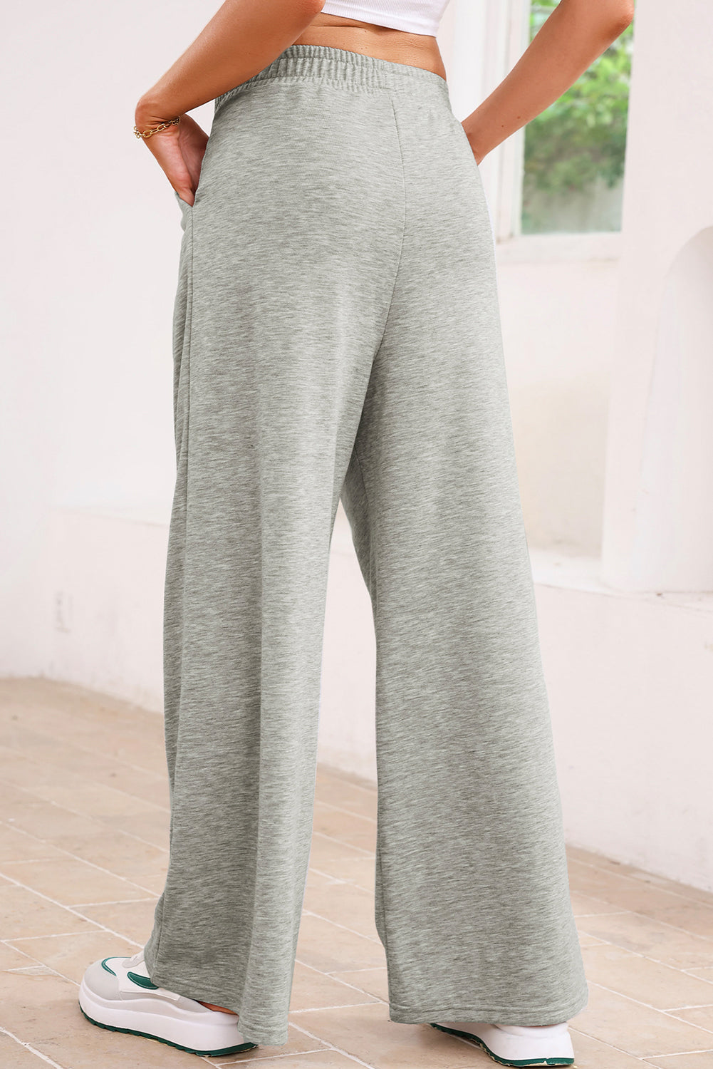 Dear Lovers Black Tied Elastic High Waist Pleated Detail Solid Sweatpants