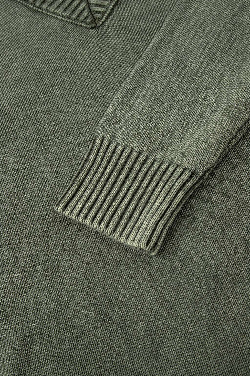 Four Leaf Clover Mineral Wash V Neck Knit Exposed Seam Drop Shoulder Loose Sweater