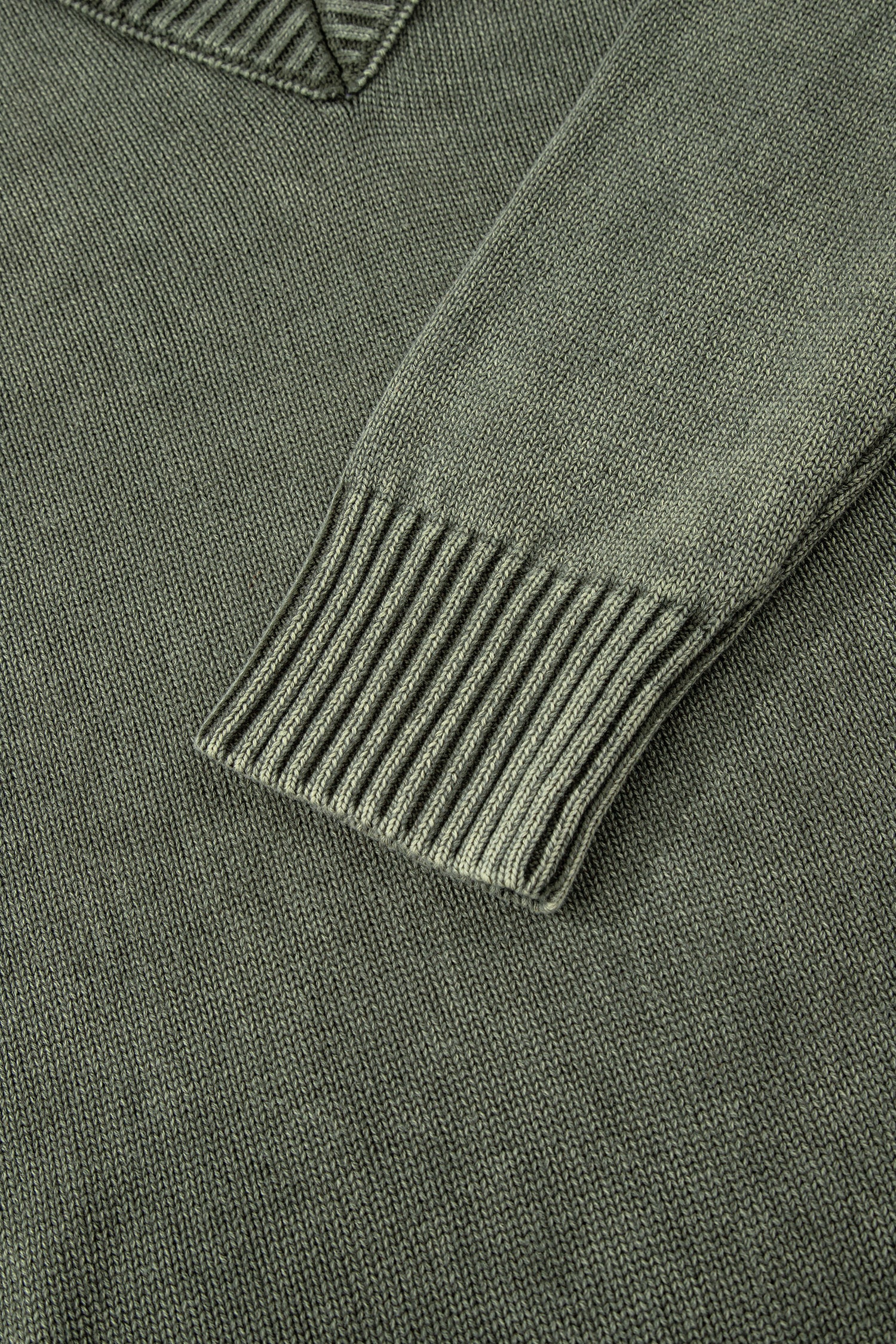 Four Leaf Clover Mineral Wash V Neck Knit Exposed Seam Drop Shoulder Loose Sweater