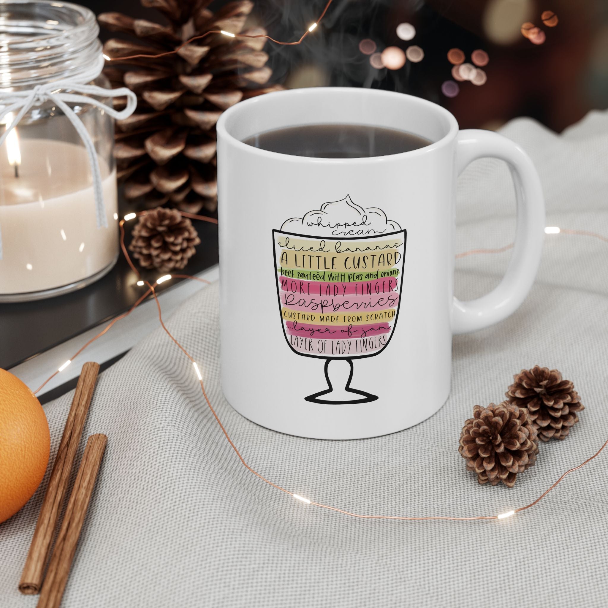 Rachel's Thanksgiving English Trifle Friends Ceramic Mug (11oz, 15oz)