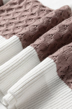 Green Mixed Texture Knit Striped Color Block Loose Sweater