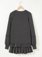 Jet Stream Corded Lantern Sleeve Top High Waist Ruffled Mini Skirt Set