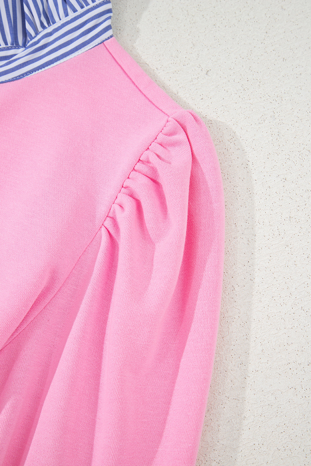 Bonbon Striped Collar Puff Sleeve Sweatshirt