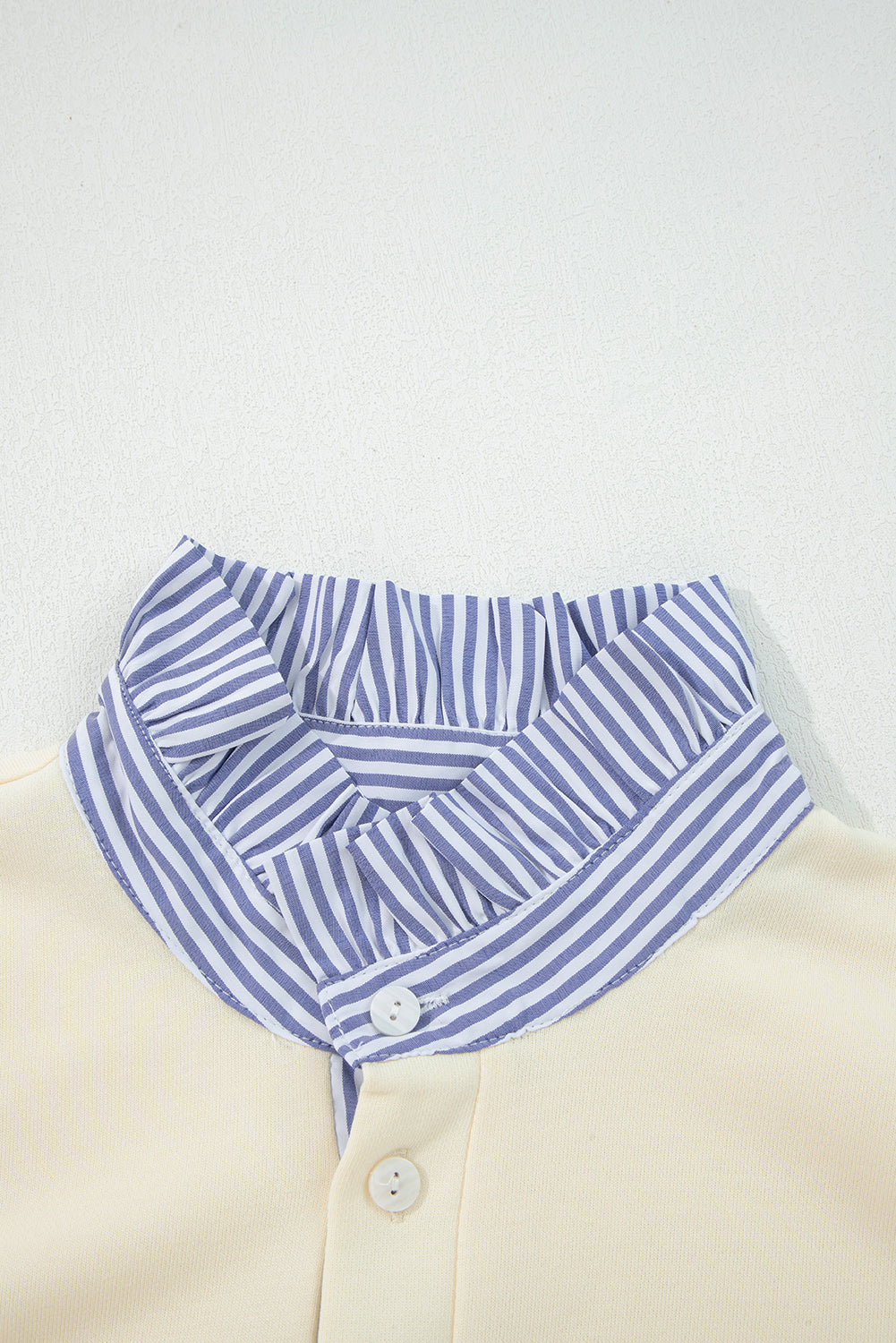 Bonbon Striped Collar Puff Sleeve Sweatshirt