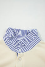 Bonbon Striped Collar Puff Sleeve Sweatshirt