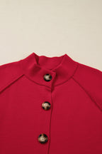 Fiery Red Collared Button Front Wrapped Cardigan Jacket