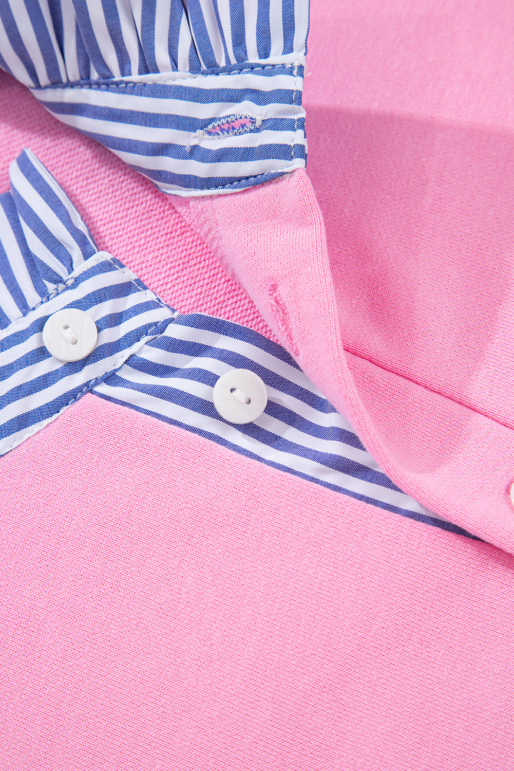 Bonbon Striped Collar Puff Sleeve Sweatshirt