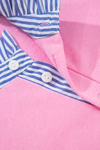 Bonbon Striped Collar Puff Sleeve Sweatshirt