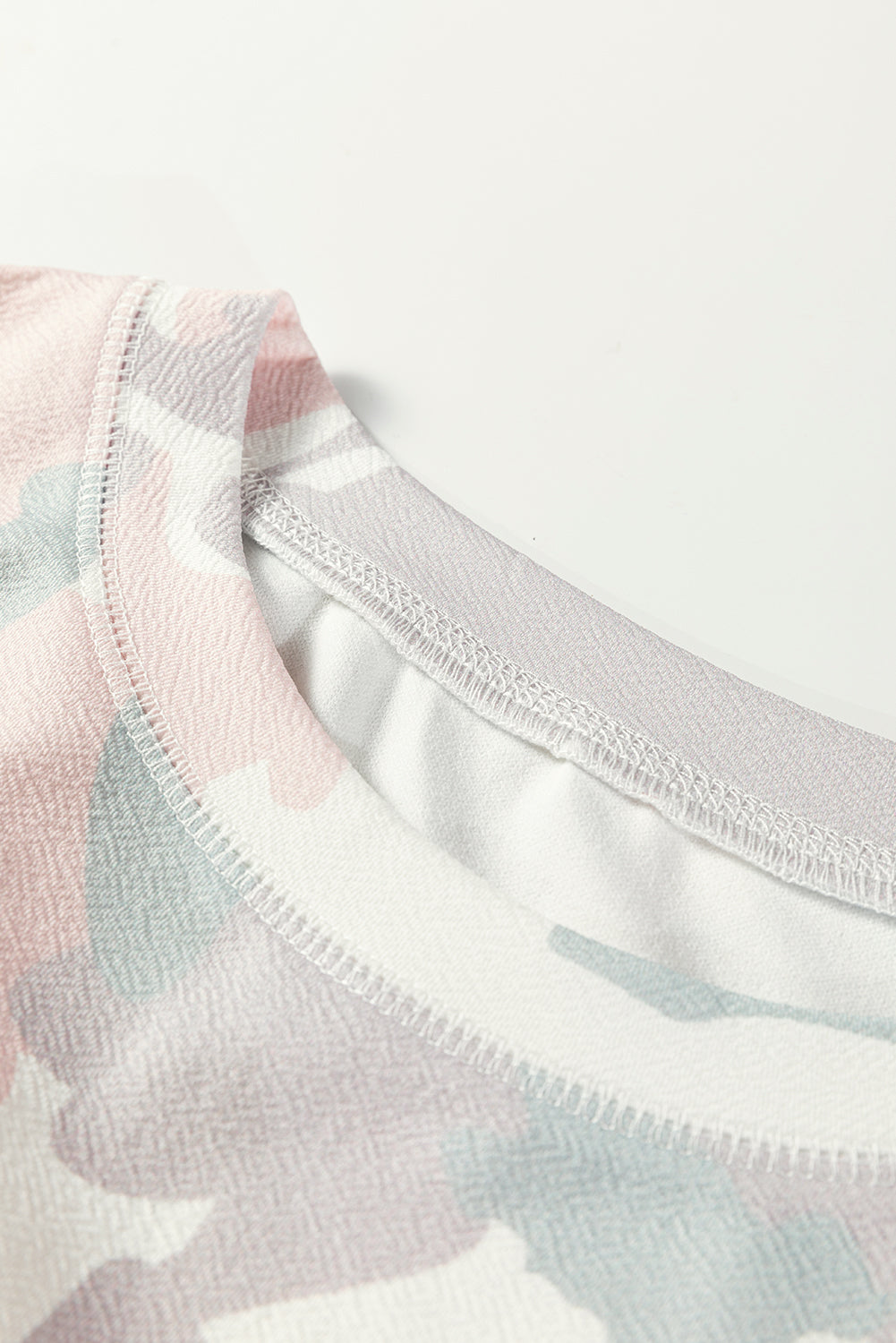 Green Plus Size Camouflage Print Drop Shoulder Loose Pullover Top