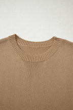 Pale Khaki Exposed Seam Drop Shoulder Oversize Sweater Mini Dress