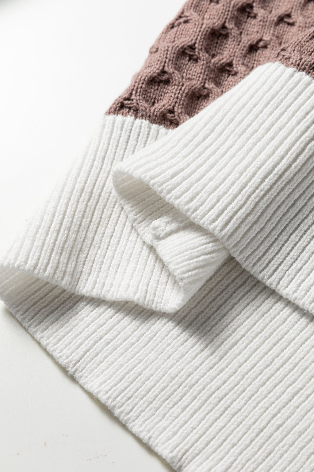 Green Mixed Texture Knit Striped Color Block Loose Sweater