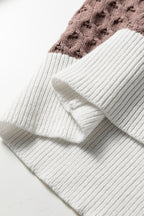 Green Mixed Texture Knit Striped Color Block Loose Sweater