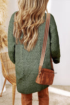 Mist Green Cable Knit Drop Shoulder Loose Fit Sweater Dress